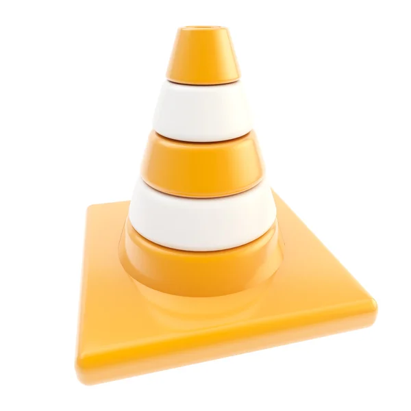 Lesklý silniční kužel, barvy oranžová a bílá — Stock fotografie
