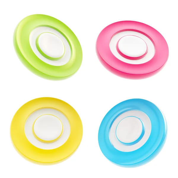 Set of four copyspace round circle buttons isolated — Stock Photo, Image
