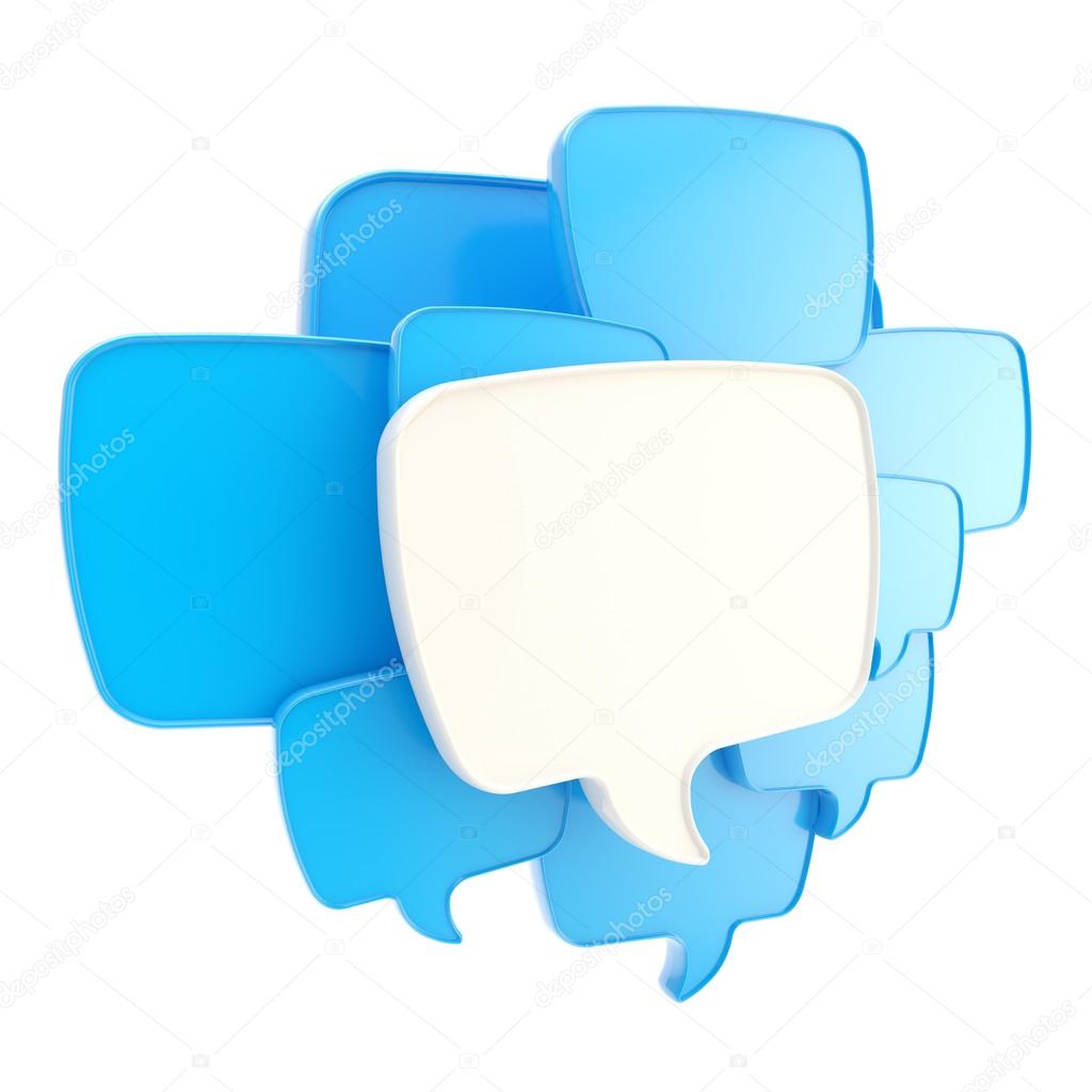 Cloud of speech text bubbles as copyspace plate isolated