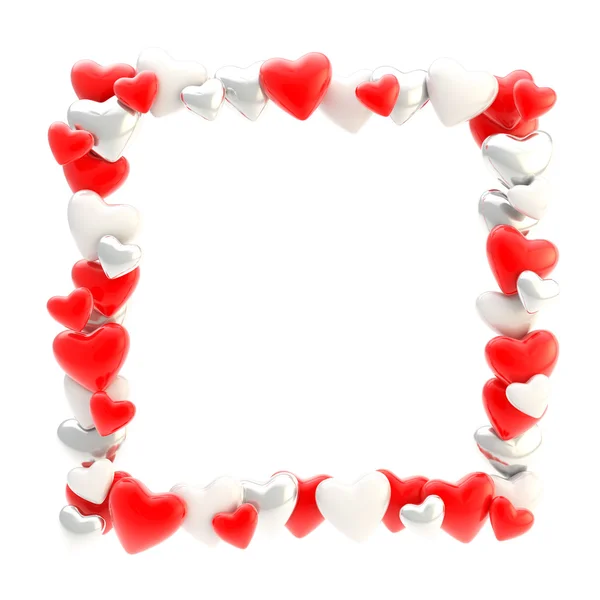 Kwadrat ramki wykonane z serca na białym tle — Zdjęcie stockowe