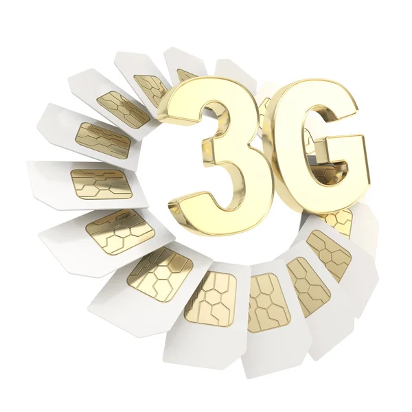 3G microchip tarjeta SIM emblema aislado —  Fotos de Stock