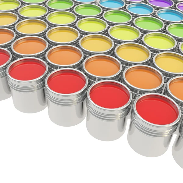 Buckets full of paint over white background — Stock Photo, Image