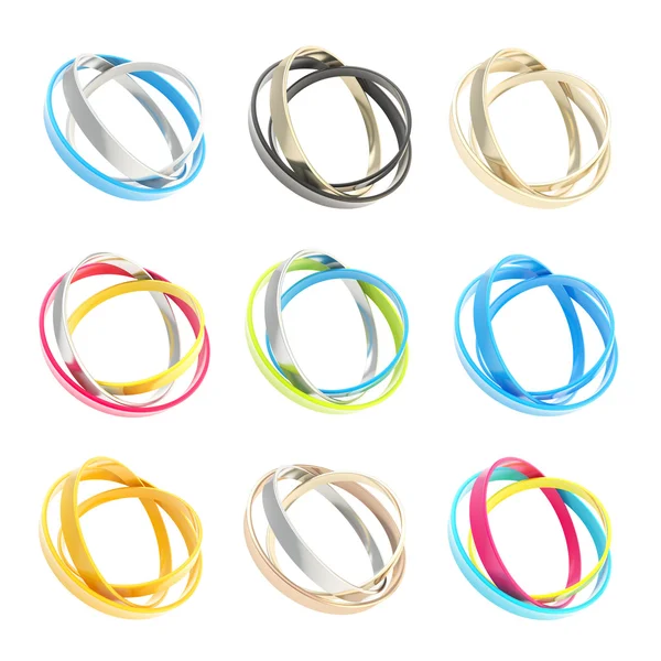 Nine copyspace round frames made of ring hoops — Stock Photo, Image