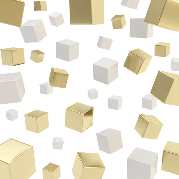 抽象的な背景と白い背景の上のキューブ構成 — ストック写真