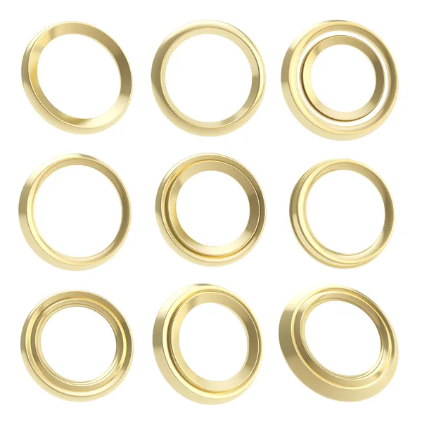 Golden round circle empty copyspace frames isolated — Stock Photo, Image