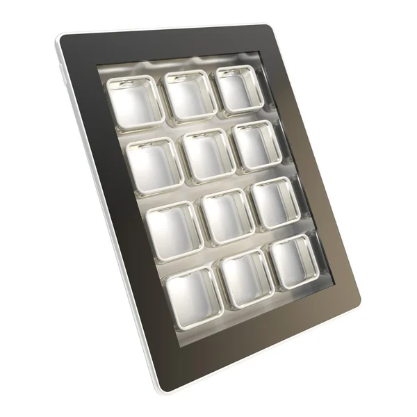 Tablet pad dispositivo eletrônico com células de aplicativos — Fotografia de Stock