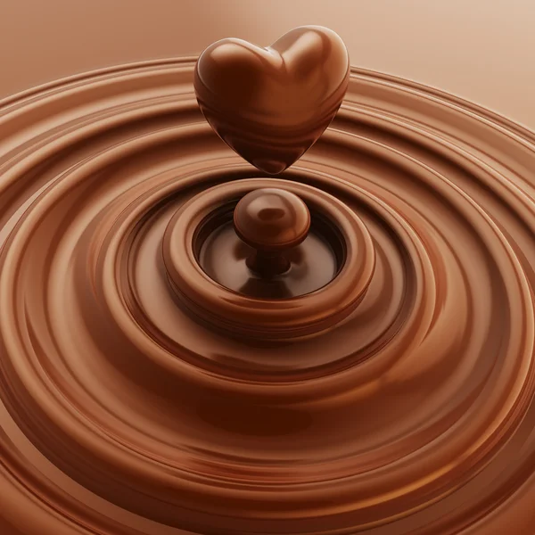 Heart symbol made of liquid chocolate — Stock Photo, Image