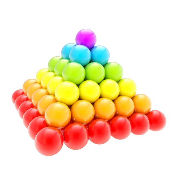 Pile pyramid of glossy spheres isolated on white — Stock Photo, Image