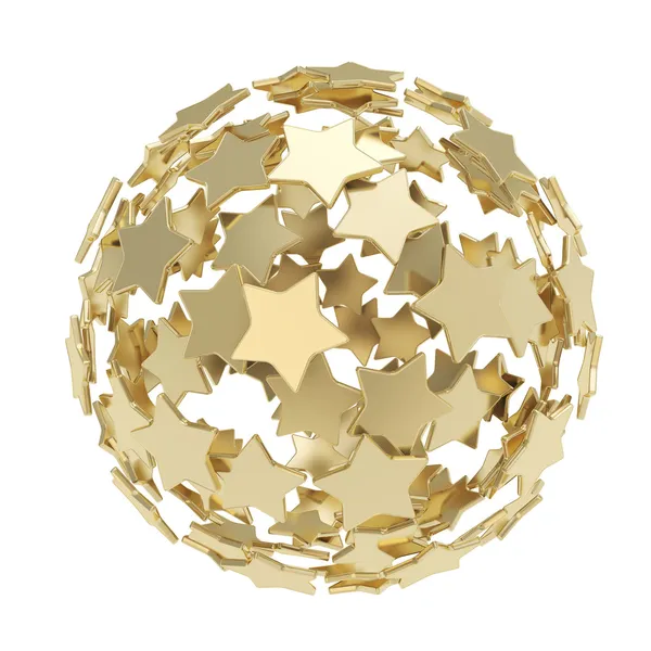 Composição da esfera feita de estrelas douradas isoladas — Fotografia de Stock