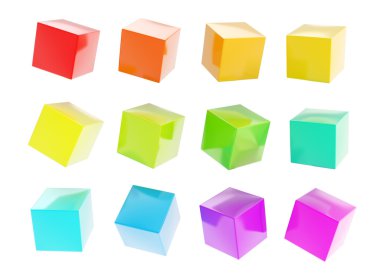 on iki renkli parlak küpleri izole