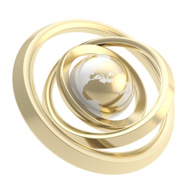 Dünya küre amblemi izole halka torus içinde
