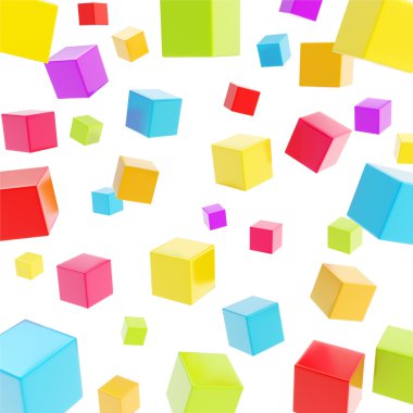 Beyaz arka plan üzerinde küp düzenleme zemin olarak