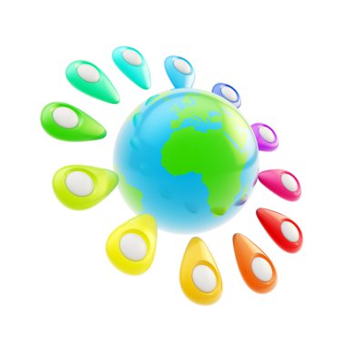 coğrafi etiket Amblemler izole dünya dünya çapında