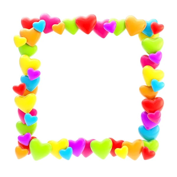 Square photo frame made of hearts isolated — Stock Photo, Image