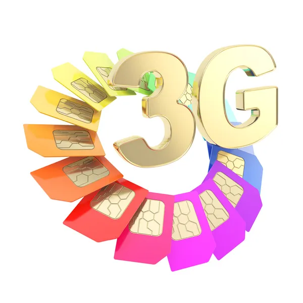 3G circuit microchip SIM card emblem isolated — Stock Photo, Image