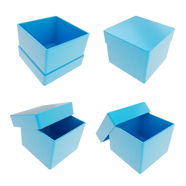 Zestaw czterech pudełka na białym tle — Zdjęcie stockowe