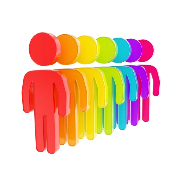 Rainbow colored human figure emblems isolated — Stock Photo, Image