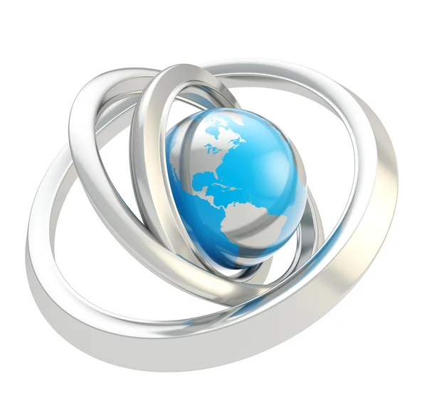 Earth globe emblem inside the ring torus isolated — Stock Photo, Image