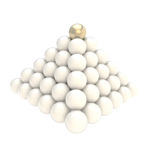 Pilha pirâmide de esferas brilhantes isoladas em branco — Fotografia de Stock