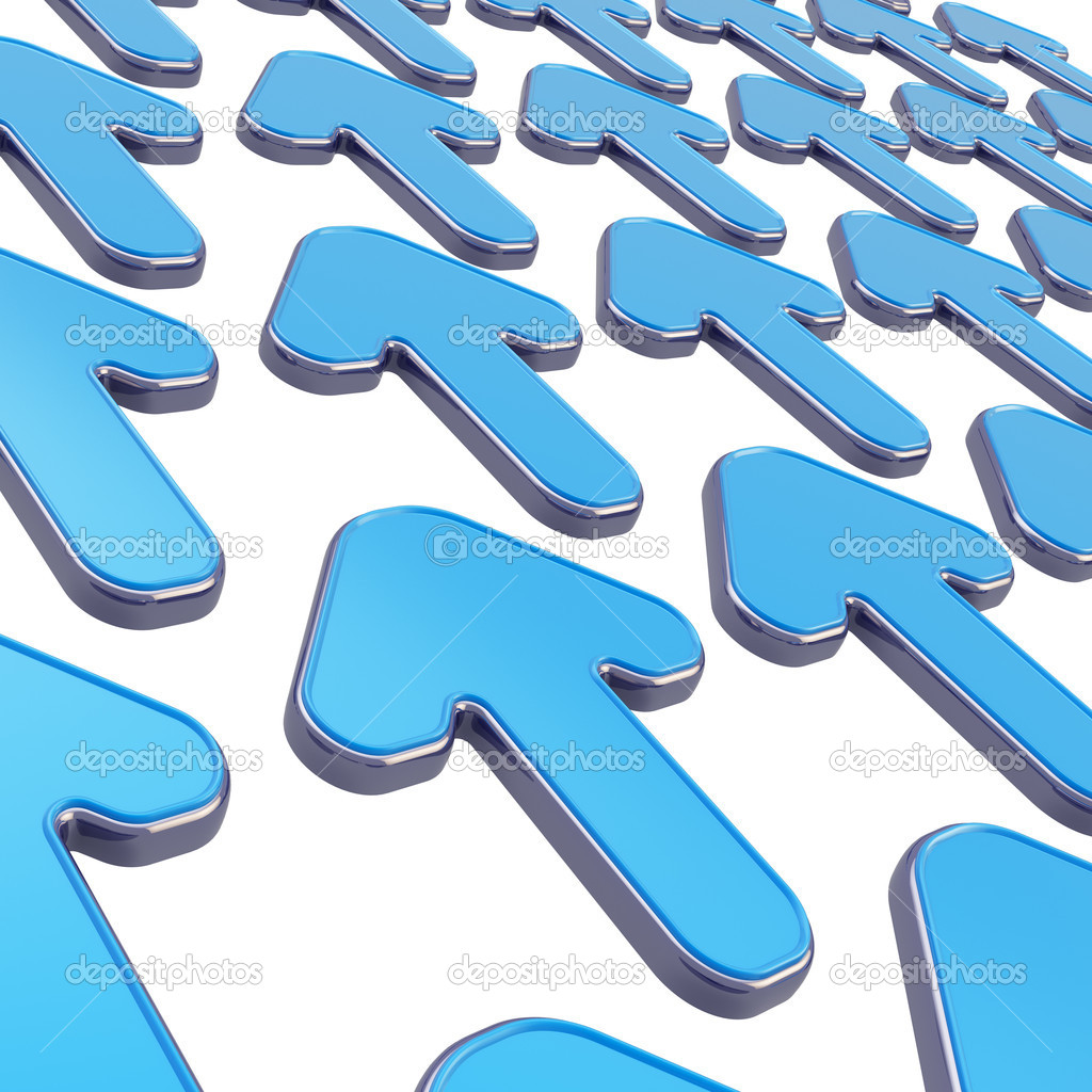 Group of arrows over white as abstract background