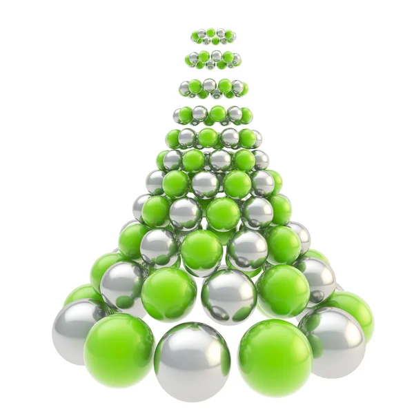Futuristic christmas tree made of spheres isolated on white — Stock Photo, Image