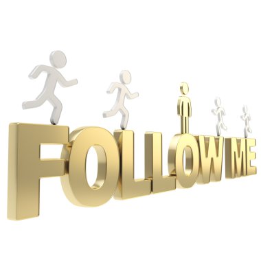 insan çalışıyor sembolik rakamları kelimeler üzerinden beni takip edin.