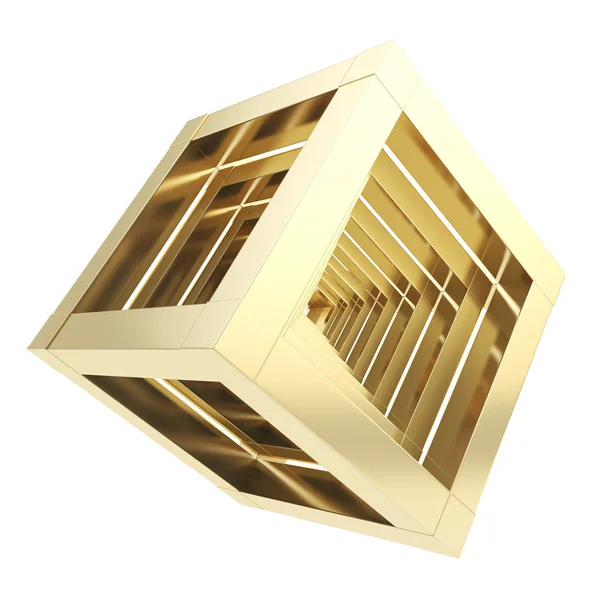 Abstrakt gyllene kub sammansättning isolerade — Stockfoto