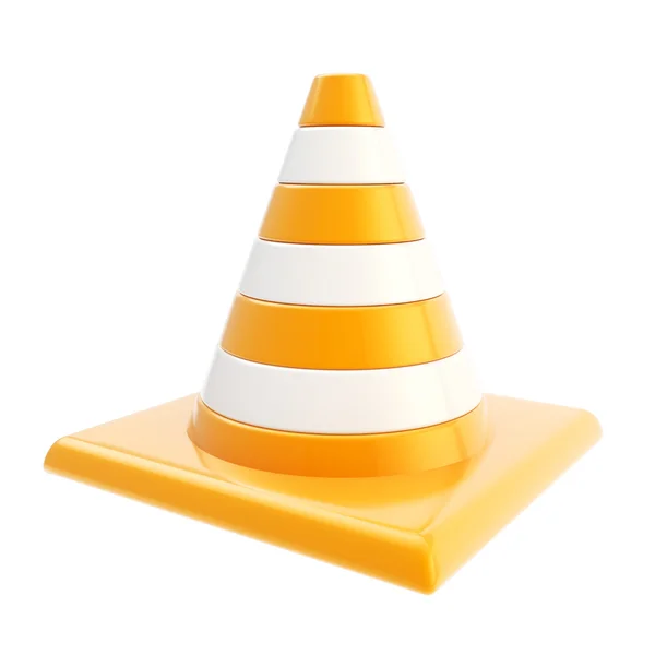 Roadworks orange glossy cone isolated — Stock Photo, Image