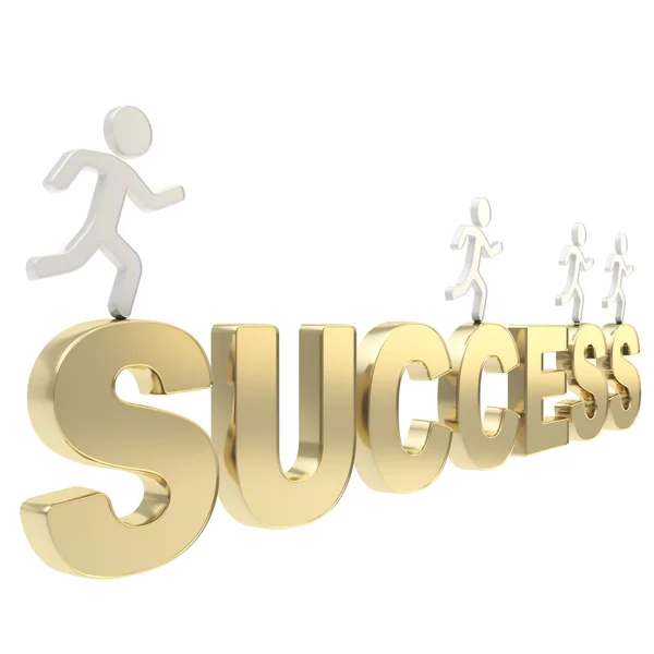 Human running figures over the word Success — Stock Photo, Image