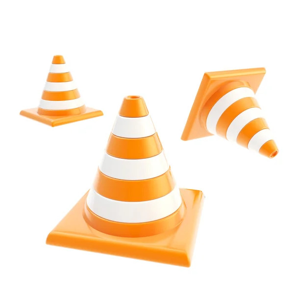 Roadworks orange cone composition isolated — Stock Photo, Image