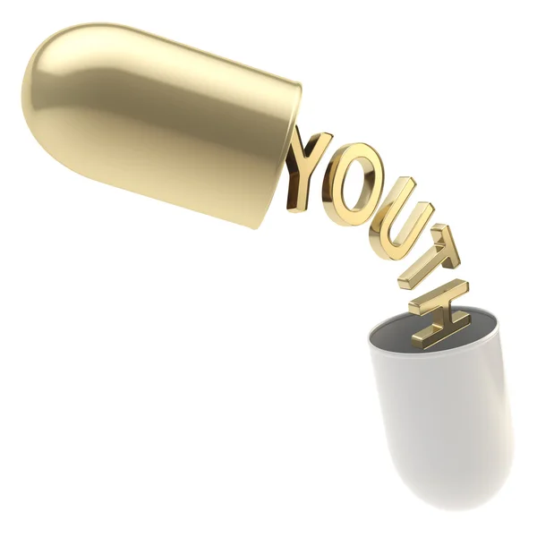 Word inside the pill capsule isolated — Stock Photo, Image
