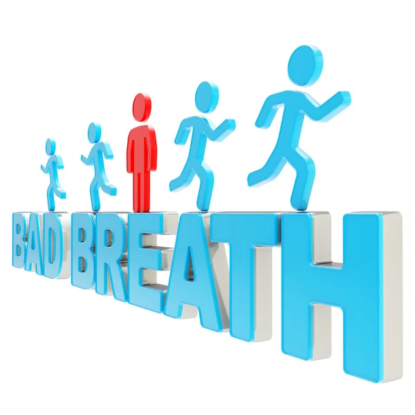 Human running symbolic figures over the words Bad Breath — Stock Photo, Image