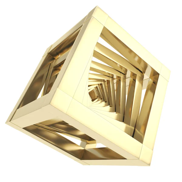 Composición abstracta del cubo dorado aislada — Foto de Stock