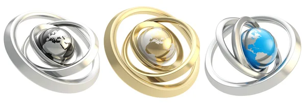 Jorden världen emblem inuti ringen torus isolerade — Stockfoto