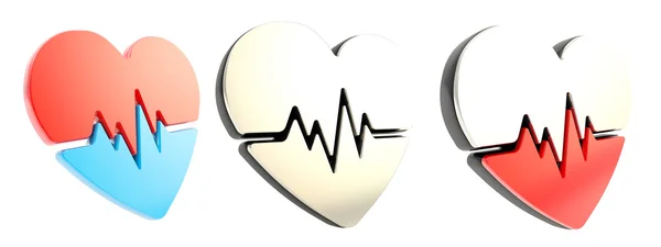 Problemi cardiaci e icona emblema sanitario isolato — Foto Stock