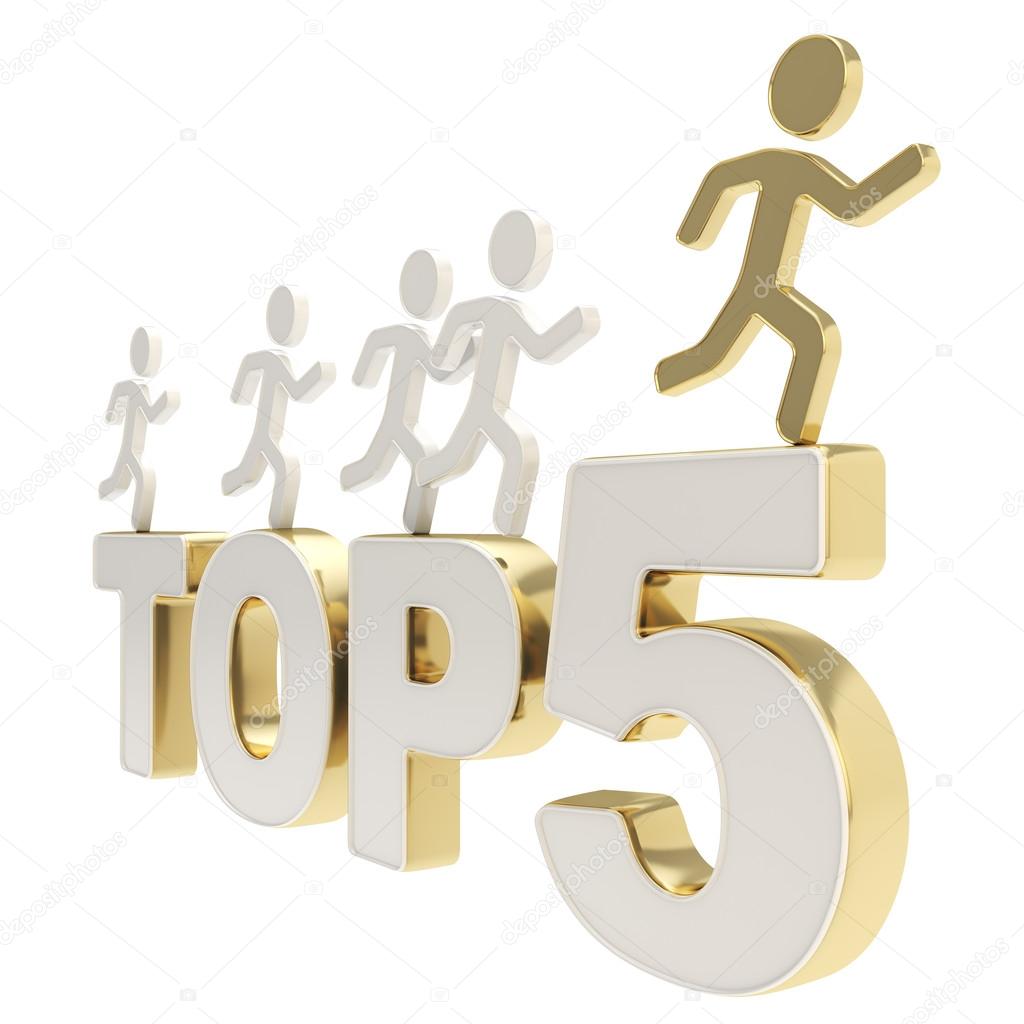 Human running symbolic figures over the words Top Five