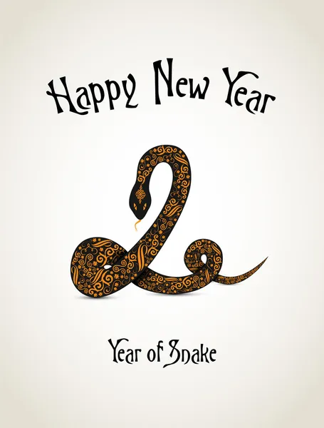 Tarjeta de año nuevo con serpiente — Archivo Imágenes Vectoriales
