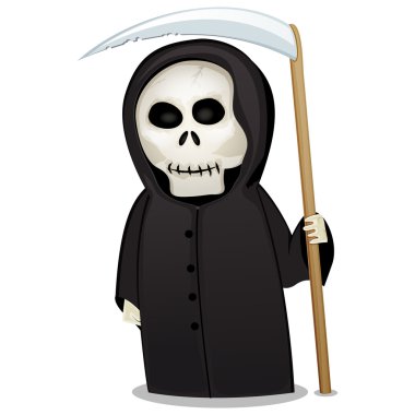 ölüm üzerine beyaz izole onun elinde tırpan ile