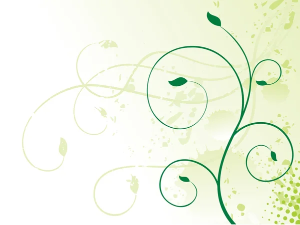 Arka yeşil renkli çiçekli grunge ile plan — Stok Vektör