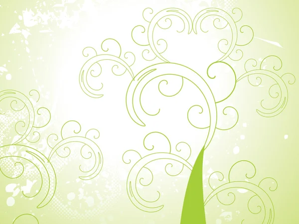 Flor verde abstracto con grunge — Vector de stock