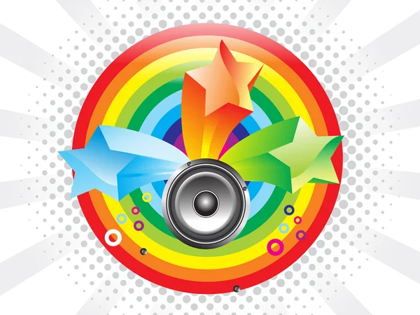 Abstract colorful rainbow background with stars and sound — Stock Vector