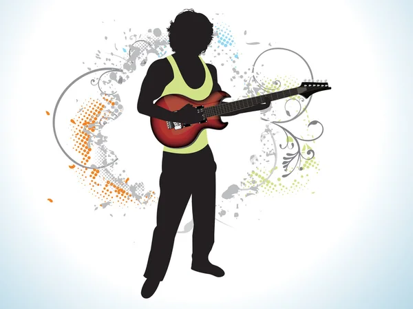 Abstract music man with guitar — Stock Vector