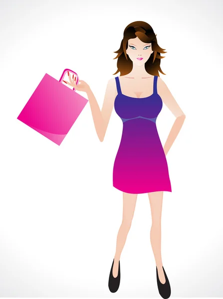 Menina de compras com saco de compras — Vetor de Stock