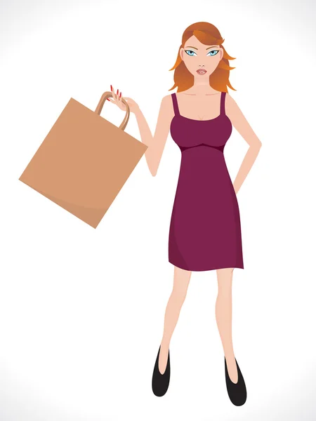 Bevásárló lány shoping táska — Stock Vector