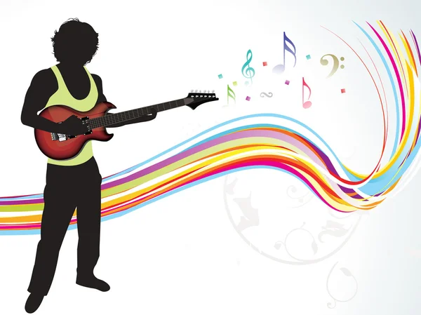 Guitarra musical abstracta con hombres — Vector de stock