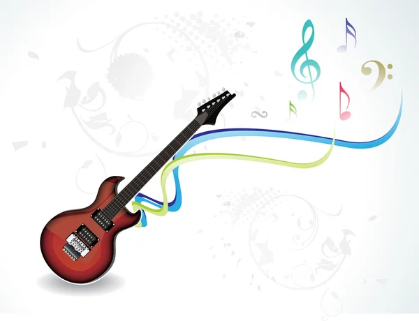 Guitarra musical abstracta con palabras musicales — Vector de stock