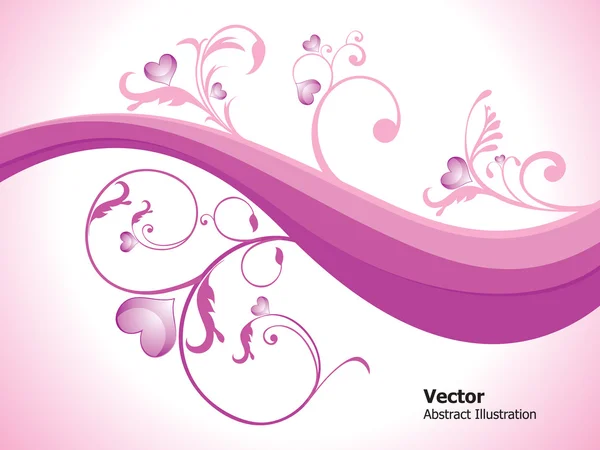 Abstract love floral with glossy hearts — Stock Vector