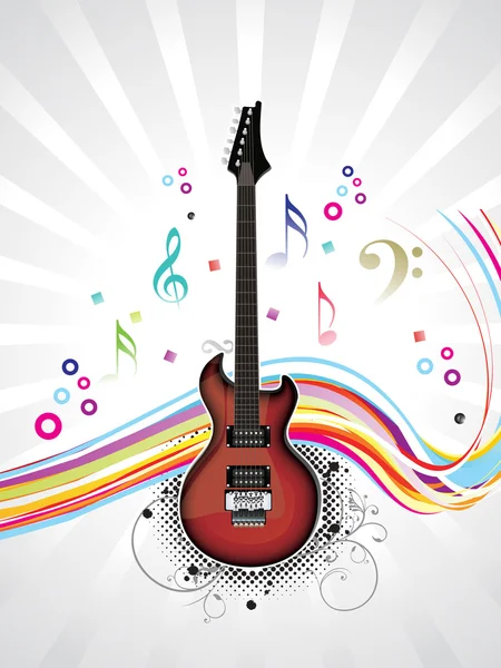 Αφηρημένη μουσικό κιθάρα με κύμα — Διανυσματικό Αρχείο