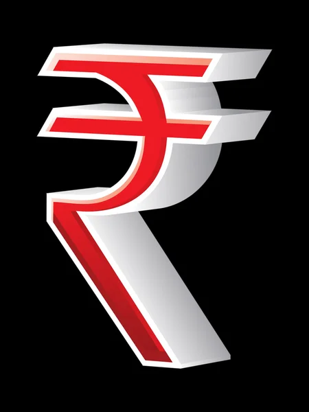 Resumo ícone de rupia tridimensional —  Vetores de Stock