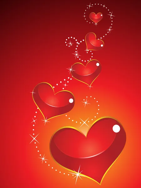 Abstrait coeur rouge brillant — Image vectorielle